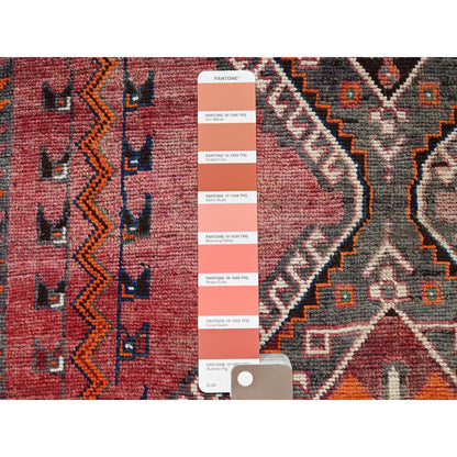 Overdyed & Vintage Wool Hand Knotted Rug Red 4.6x7.5 -O0787