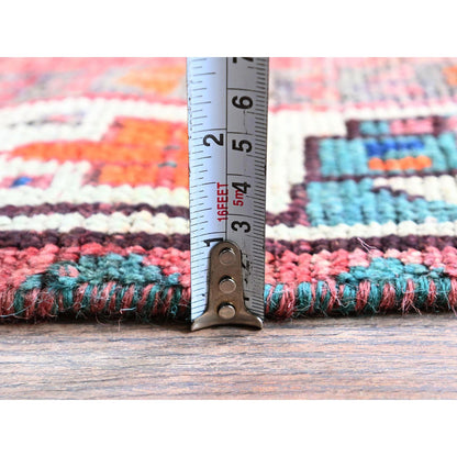 Overdyed & Vintage Wool Hand Knotted Rug Red 4.6x7.5 -O0787