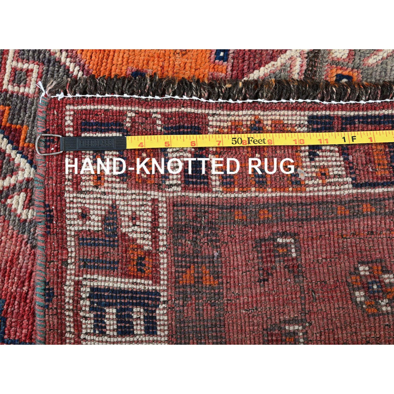 Overdyed & Vintage Wool Hand Knotted Rug Red 4.6x7.5 -O0787
