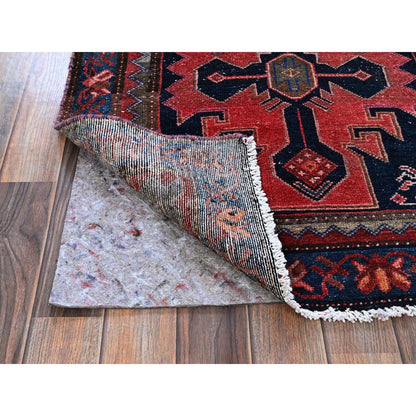 Overdyed & Vintage Wool Hand Knotted Rug Red 3.0x9.2 -O0788