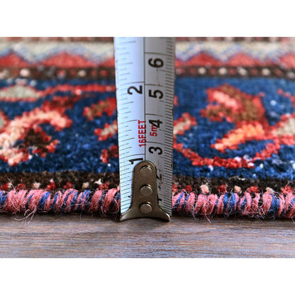 Overdyed & Vintage Wool Hand Knotted Rug Red 3.0x9.2 -O0788