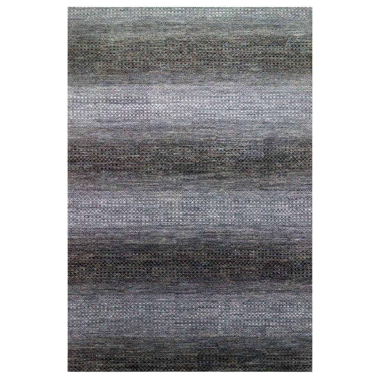 Black 12'2" x 18'0" Modern and Contemporary Hand knotted Wool Rug - Sku: O079001