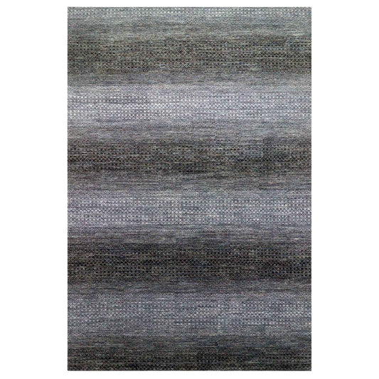 Modern and Contemporary Wool Hand Knotted Rug Black No Border 12.2X18.0 -O079001