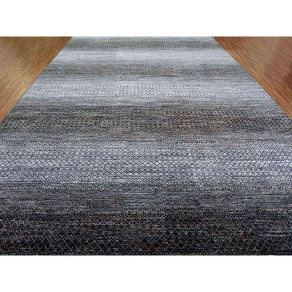 Modern and Contemporary Wool Hand Knotted Rug Black No Border 12.2X18.0 -O079001