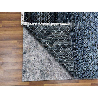 Modern and Contemporary Wool Hand Knotted Rug Black No Border 12.2X18.0 -O079001