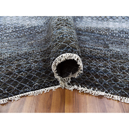 Modern and Contemporary Wool Hand Knotted Rug Black No Border 12.2X18.0 -O079001