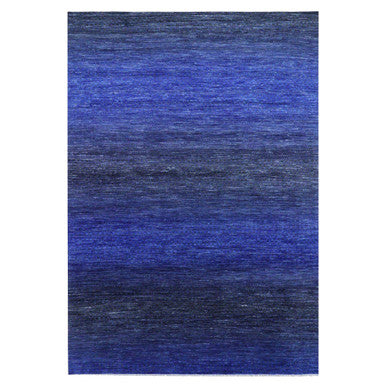 Modern and Contemporary Wool Hand Knotted Rug Blue No Border 10.5X14.6 -O079003