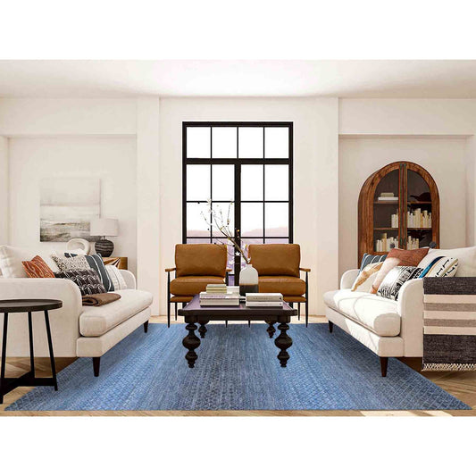 Modern and Contemporary Wool Hand Knotted Rug Grey No Border 8.0X10.3 -O079005