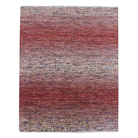 Modern and Contemporary Wool Hand Knotted Rug Red No Border 8.0X10.2 -O079011