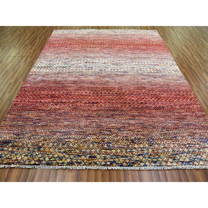 Modern and Contemporary Wool Hand Knotted Rug Red No Border 8.0X10.2 -O079011