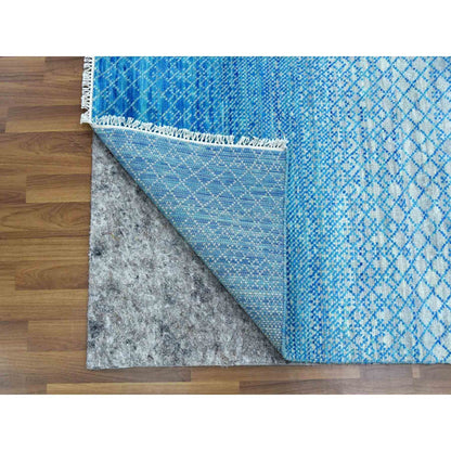 Modern and Contemporary Wool Hand Knotted Rug Blue No Border 9.1X12.2 -O079014