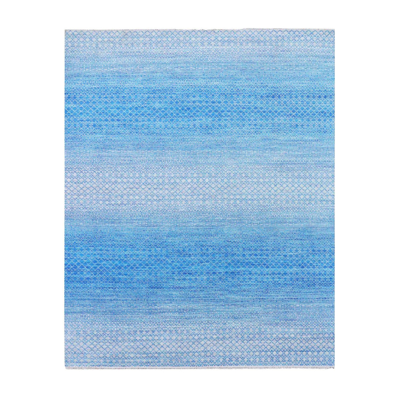 Blue 8'0" x 9'10" Modern and Contemporary Hand knotted Wool Rug - Sku: O079019