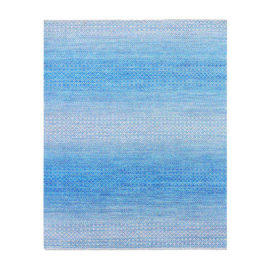 Modern and Contemporary Wool Hand Knotted Rug Blue No Border 8.0X9.10 -O079019