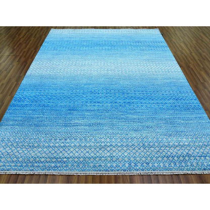 Modern and Contemporary Wool Hand Knotted Rug Blue No Border 8.0X9.10 -O079019