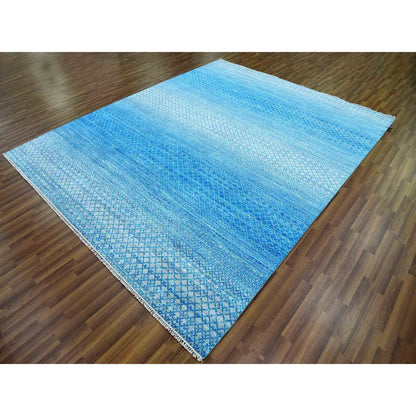 Modern and Contemporary Wool Hand Knotted Rug Blue No Border 8.0X9.10 -O079019