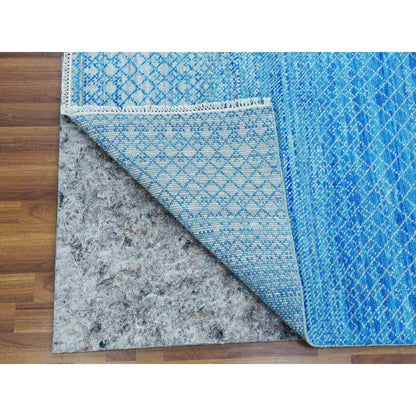 Modern and Contemporary Wool Hand Knotted Rug Blue No Border 8.0X9.10 -O079019