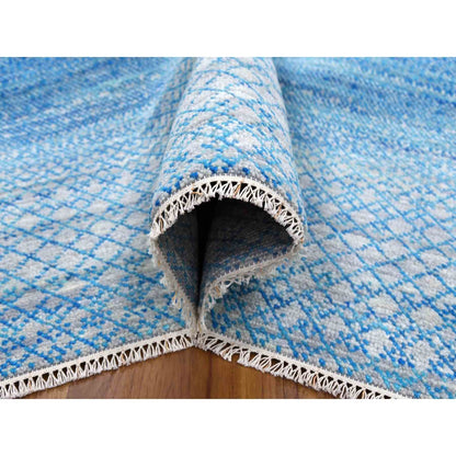 Modern and Contemporary Wool Hand Knotted Rug Blue No Border 8.0X9.10 -O079019