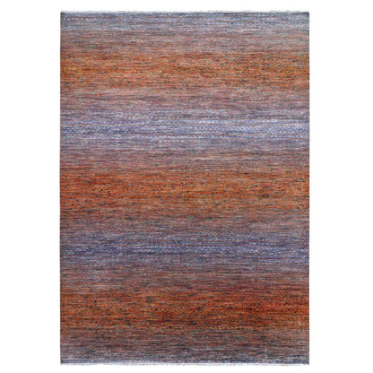 Modern and Contemporary Wool Hand Knotted Rug Orange 10.3x14.0 -O079020
