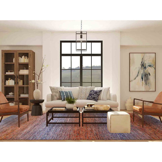 Modern and Contemporary Wool Hand Knotted Rug Orange No Border 10.3X14.0 -O079020