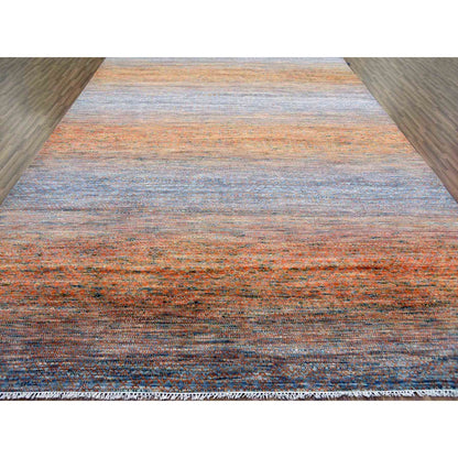 Modern and Contemporary Wool Hand Knotted Rug Orange 10.3x14.0 -O079020
