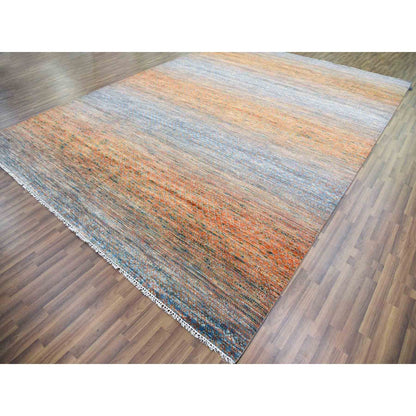 Modern and Contemporary Wool Hand Knotted Rug Orange 10.3x14.0 -O079020