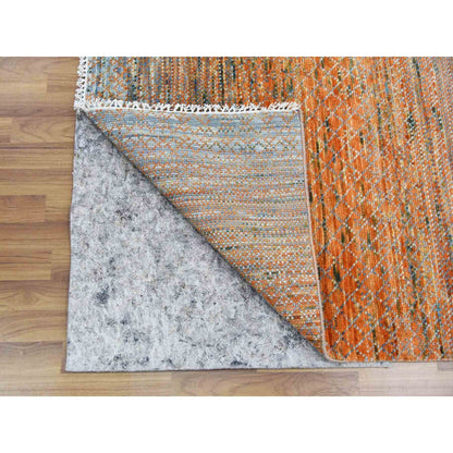 Modern and Contemporary Wool Hand Knotted Rug Orange 10.3x14.0 -O079020