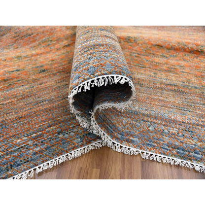 Modern and Contemporary Wool Hand Knotted Rug Orange No Border 10.3X14.0 -O079020