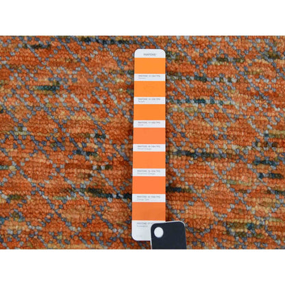 Modern and Contemporary Wool Hand Knotted Rug Orange 10.3x14.0 -O079020