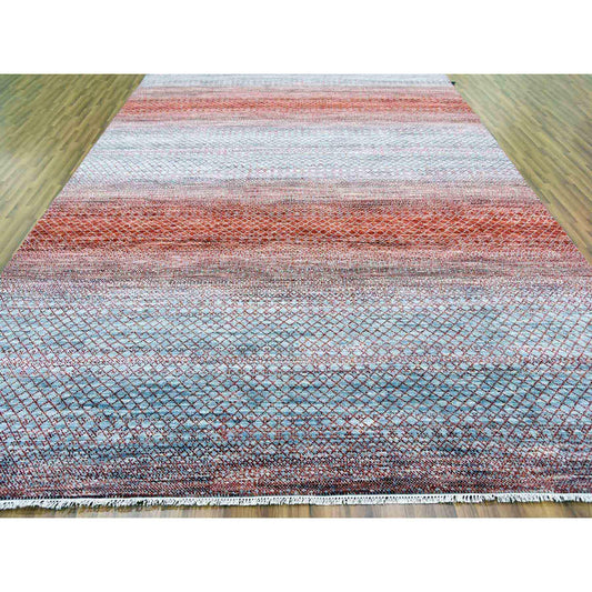 Modern and Contemporary Wool Hand Knotted Rug Red No Border 9.9X14.0 -O079027