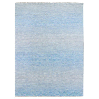 Modern and Contemporary Wool Hand Knotted Rug Blue No Border 9.0X12.0 -O079031