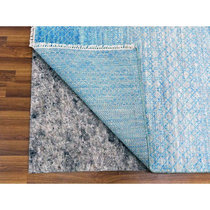 Modern and Contemporary Wool Hand Knotted Rug Blue No Border 9.0X12.0 -O079031