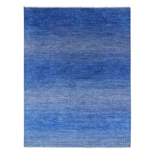 Modern and Contemporary Wool Hand Knotted Rug Blue No Border 9.2X12.2 -O079034