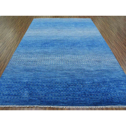 Modern and Contemporary Wool Hand Knotted Rug Blue No Border 9.2X12.2 -O079034