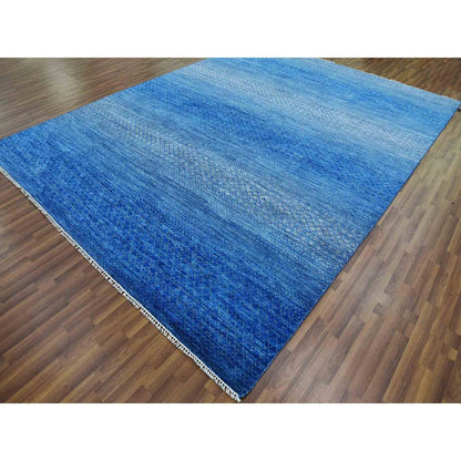 Modern and Contemporary Wool Hand Knotted Rug Blue No Border 9.2X12.2 -O079034