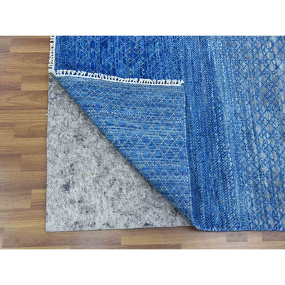 Modern and Contemporary Wool Hand Knotted Rug Blue No Border 9.2X12.2 -O079034