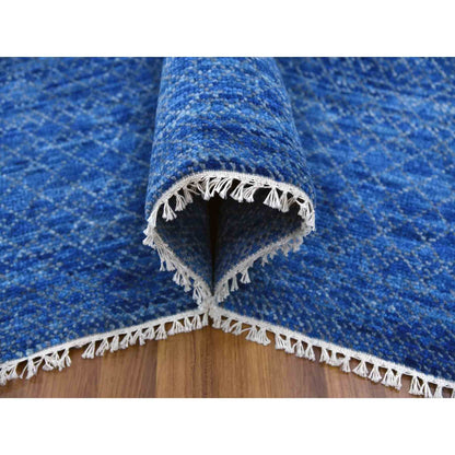 Modern and Contemporary Wool Hand Knotted Rug Blue No Border 9.2X12.2 -O079034