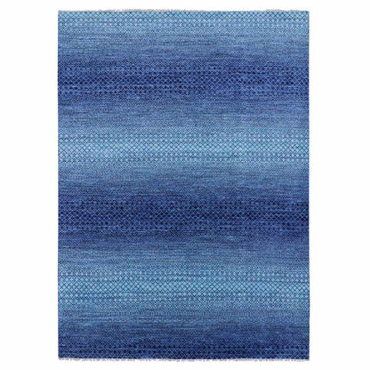 Modern and Contemporary Wool Hand Knotted Rug Blue No Border 9.0X12.5 -O079035