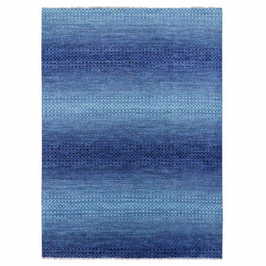 Modern and Contemporary Wool Hand Knotted Rug Blue No Border 9.0X12.5 -O079035