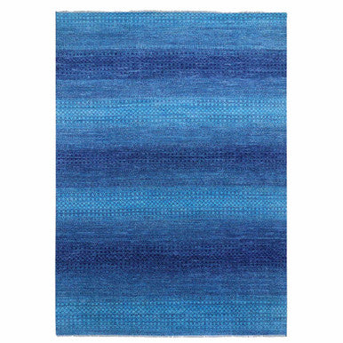 Modern and Contemporary Wool Hand Knotted Rug Blue No Border 10.0X14.1 -O079038