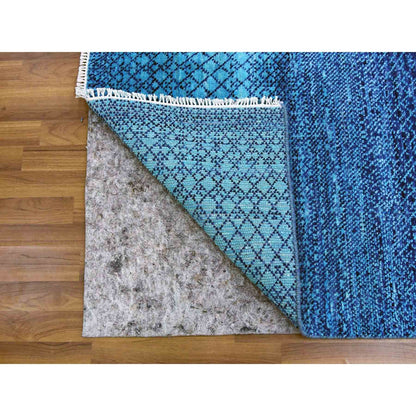 Modern and Contemporary Wool Hand Knotted Rug Blue No Border 10.0X14.1 -O079038