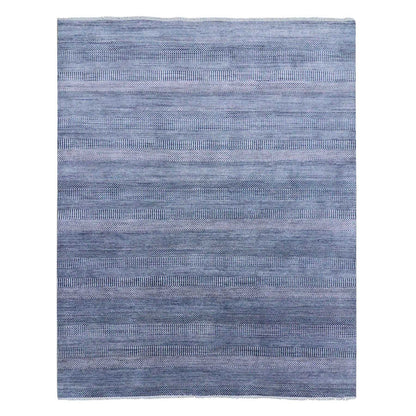 Modern and Contemporary Wool & Silk Hand Knotted Rug Blue No Border 8.0X10.0 -O079075