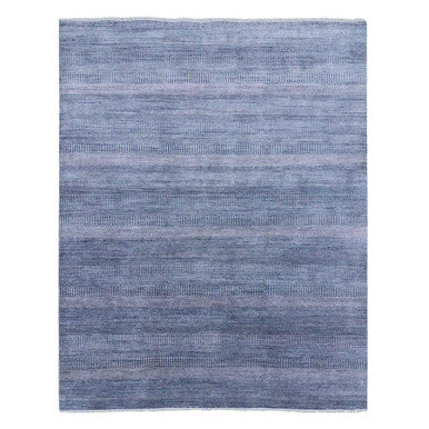 Modern and Contemporary Wool & Silk Hand Knotted Rug Blue No Border 8.0X10.0 -O079075