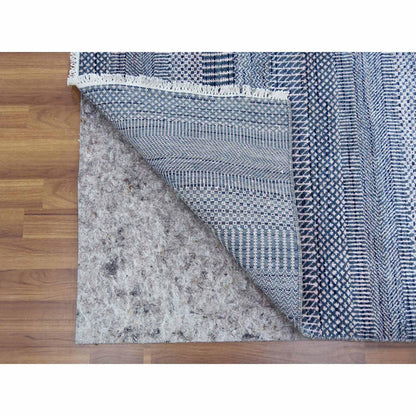 Modern and Contemporary Wool & Silk Hand Knotted Rug Blue No Border 8.0X10.0 -O079075