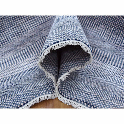 Modern and Contemporary Wool & Silk Hand Knotted Rug Blue No Border 8.0X10.0 -O079075