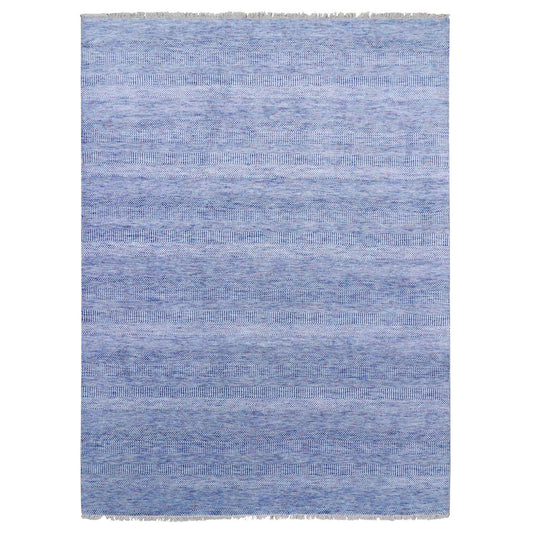 Modern and Contemporary Wool & Silk Hand Knotted Rug Blue No Border 9.1X12.2 -O079090