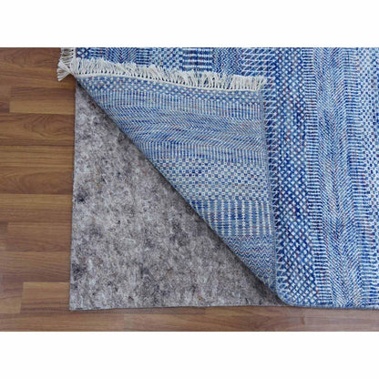 Modern and Contemporary Wool & Silk Hand Knotted Rug Blue No Border 9.1X12.2 -O079090