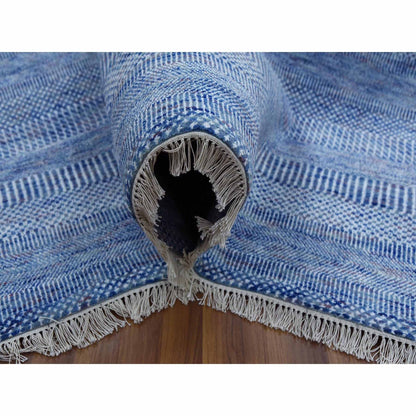 Modern and Contemporary Wool & Silk Hand Knotted Rug Blue No Border 9.1X12.2 -O079090