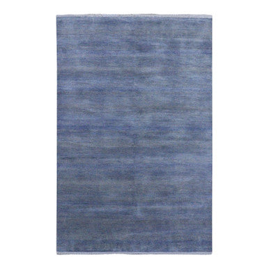 Modern and Contemporary Wool & Silk Hand Knotted Rug Blue No Border 6.1X9.1 -O079122