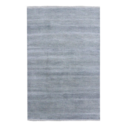 Modern and Contemporary Wool & Silk Hand Knotted Rug Grey No Border 6.0X9.2 -O079124