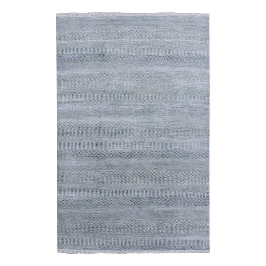 Modern and Contemporary Wool & Silk Hand Knotted Rug Grey No Border 6.0X9.2 -O079124
